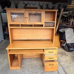 Solid Oak work desk/ Computer Hutch Etc.