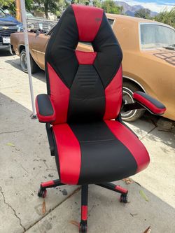 RS Gaming RGX Faux Leather High-Back Gaming Office Chair, Black/Red, BIFMA Compliant