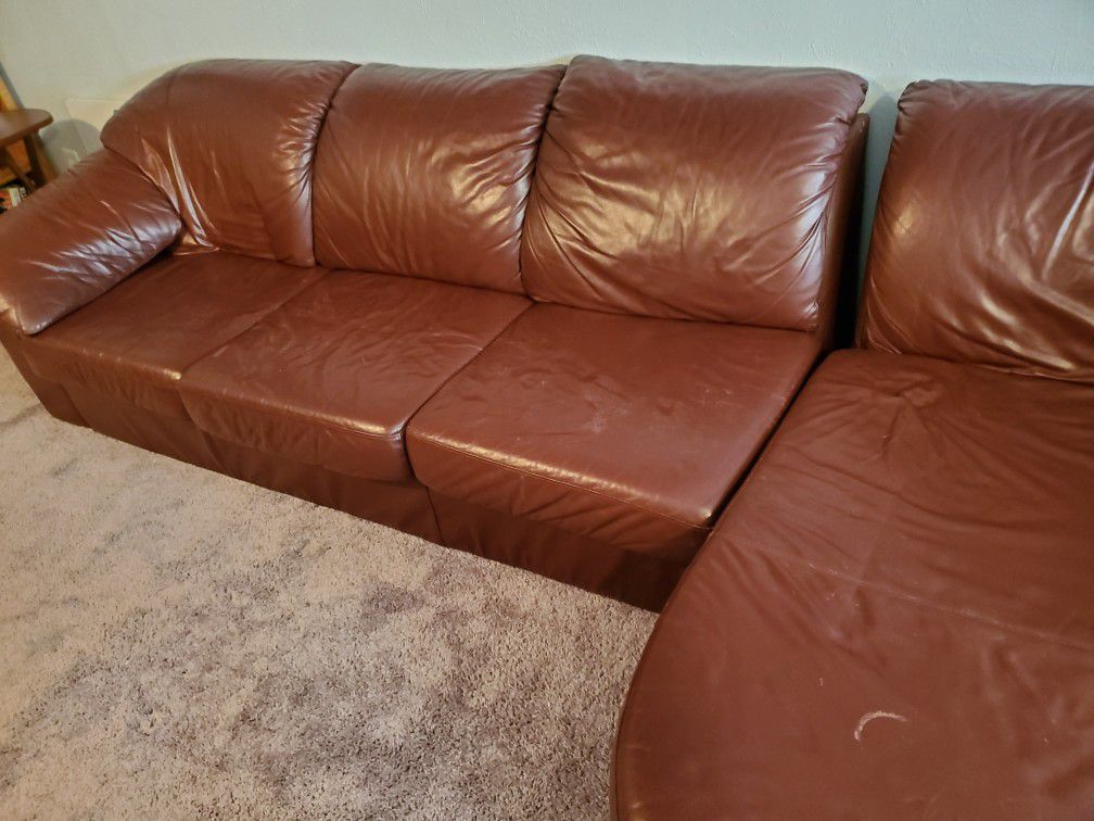 Leather couch sectional
