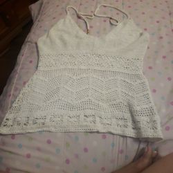 White Knitted Halter Top 