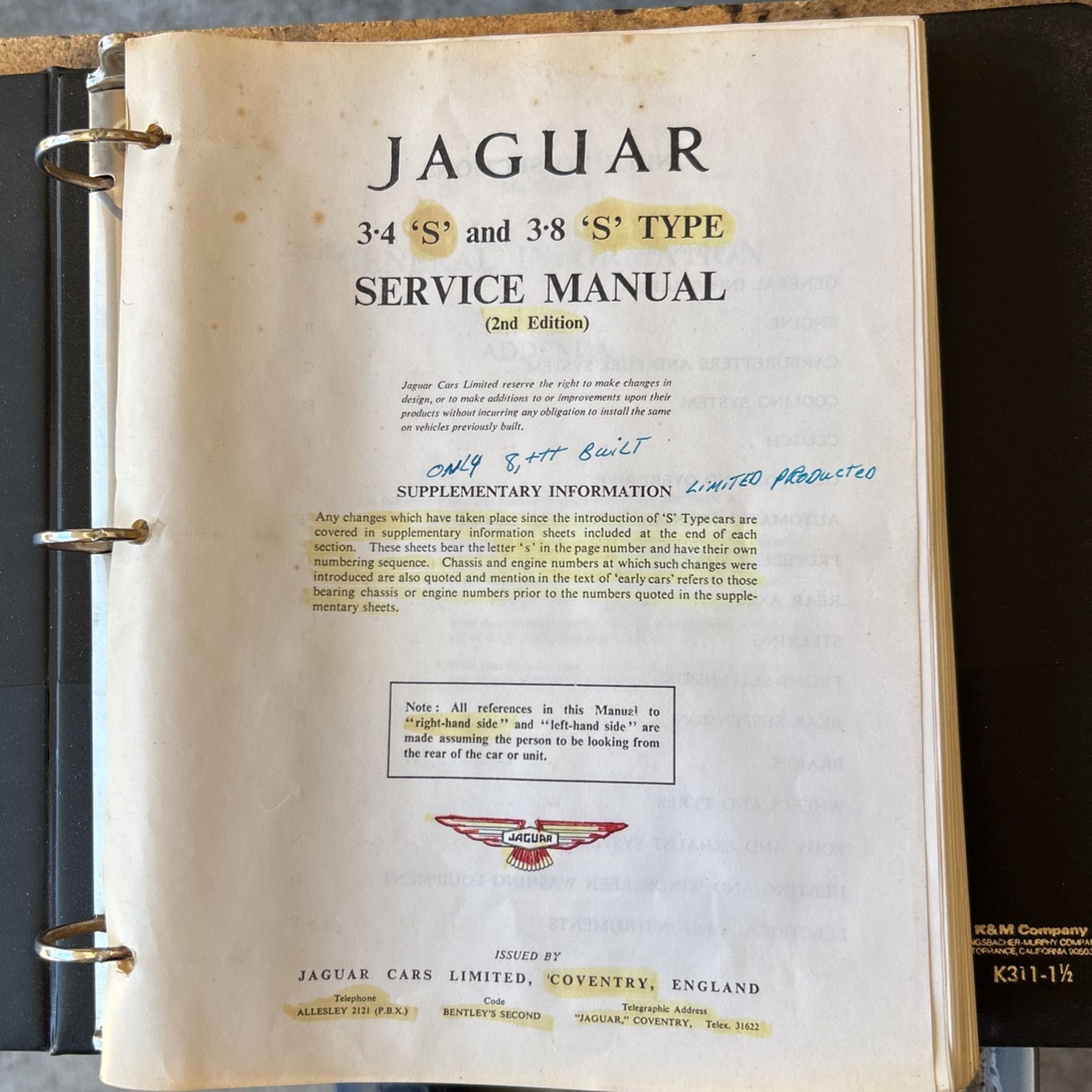 Jaguar 3.4 & 3.8 Service Manual