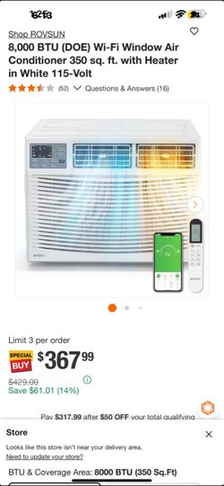 ROVSUN 8000 BTU Wi-Fi Window Air Conditioner with Heater