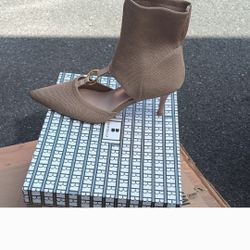 Tan Heeled Ankle Sandal Boots
