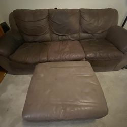 Leather Couch, Love Seat, and Ottoman 