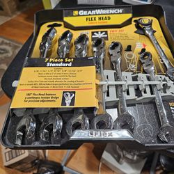 GearWrench 7-Piece Flex Head Ratchet Combination Wrench Set , SAE,  NEW, FIRM 