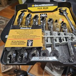 GearWrench 7-Piece Flex Head Ratchet Combination Wrench Set , SAE,  NEW, 