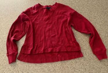 Red Waffle Knit Long Sleeve Top