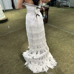 Vintage Fringe Cristiano Lucci Ivory Wedding Dress Size 8