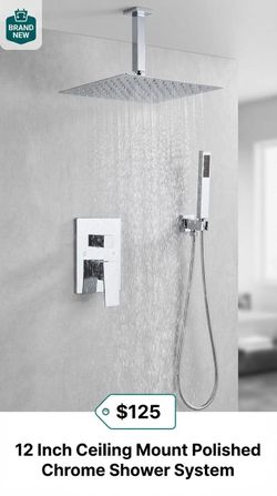 12 Inch Ceiling Mount ‎Polished Chrome Shower