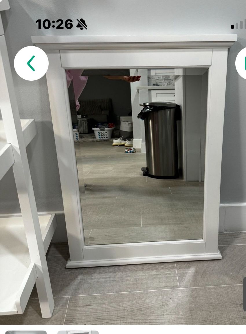 White Wood Bathroom Vanity Mirror