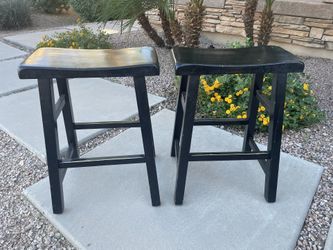 2 Black Wooden Stools