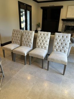Set Of 4 RH  Restoration Hardware Tufted Bennett Parsons Dining Chairs