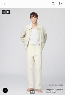 Uniqlo men’s pants Wide Chino Pants white and green