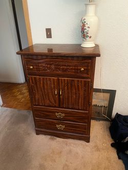 Vintage Dark Wood Storage Cabinet / Accent Dresser