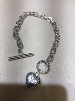 Pure starling silver Tiffany style bracelet with Live heart new