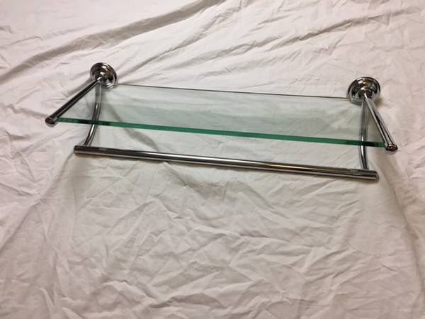 Glass Bathroom Towel Rack Holder Shower Shelf Wall Shelves