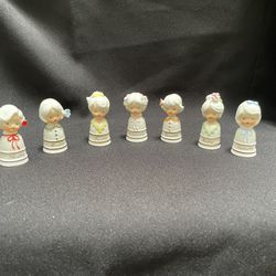 Vintage Enesco “Days Of The Week “ Bone China Thimbles- Very Rare Complete Set Of 7