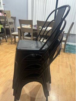 Black metal dining chairs