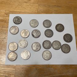 18 Morgan Silver Dollars, Various Dates