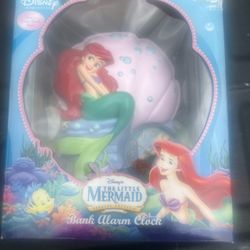 Vintage Disney Little Mermaid Bank Alarm Clock . New in Box 