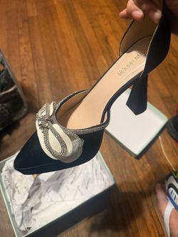 JENN ARDOR Platform Heels for Women Rhinestone Sparkly Bow High Heels Closed Pointed Toe