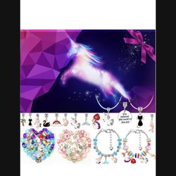 Bracelet Making Kit for Girls Jewelry Making Kit, Unicorn Teen Girl Gifts, DIY Crafts for Girls, Charm Gifts for Girls Toy, Christmas Arts and Crafts 