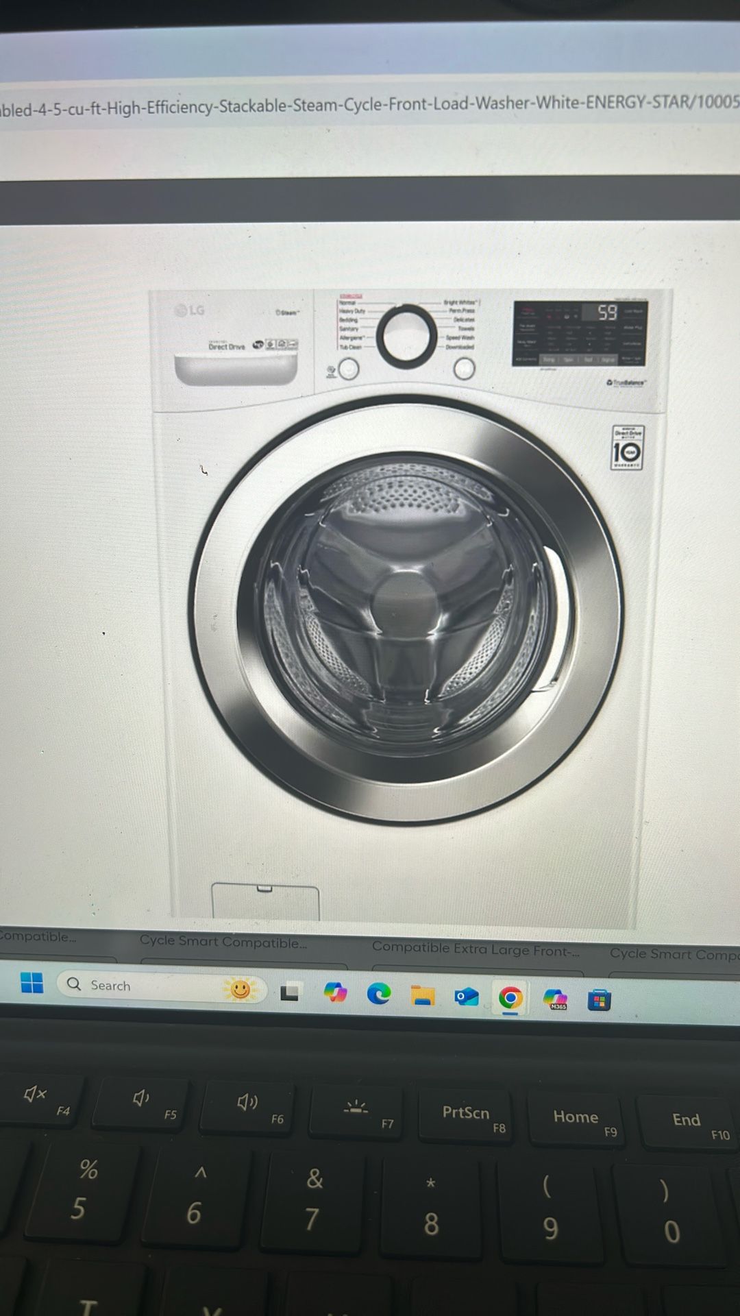 LG Steam Smart Wi-Fi enabled High Efficiency Stackable Front Load Washer