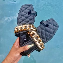 Black & Gold Chain sandals (BRAND NEW)