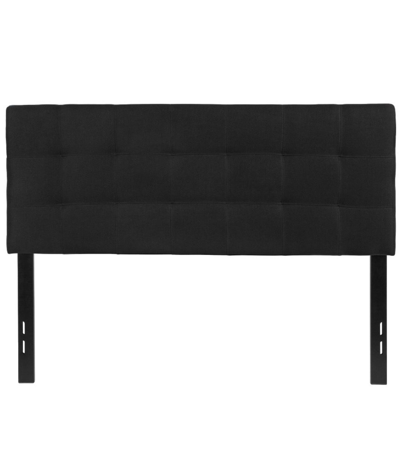 Tufted Upholstered Full Size Headboard in Black Fabric