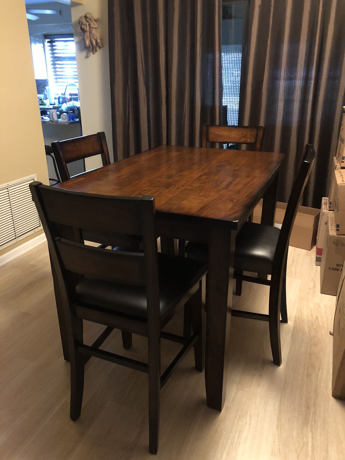Wood hightop table and chairs