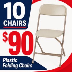 Beige plastic folding chairs