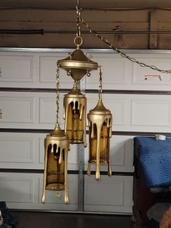 Mid Century Triple Pendant "Drip" Swag Lamp