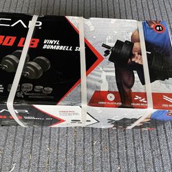BRAND NEW SEALED CAP Vinyl Adjustable Dumbbells 40lbs Total, 20lbs Each Dumbbell, never opened! Each adjustable 3-20lbs!