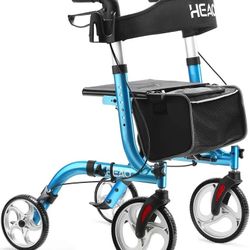 HEAO Rollator Walker  for Seniors,4 x 10" Wheels Walker,color Black Or Siler