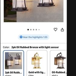 2 Pk Oil Rubbed Bronze Outdoor Sconces Light 