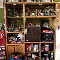 solid wood entertainment center display case with working lights tv stand vintage