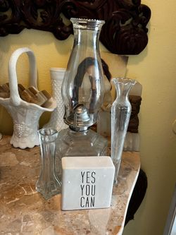 Four glass items