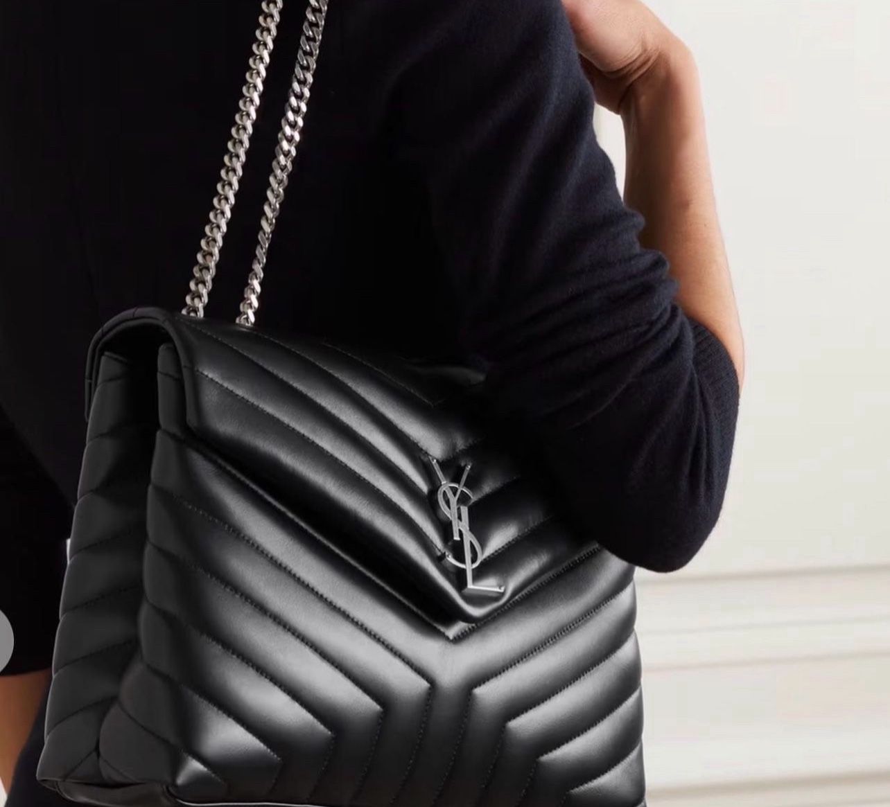 SAINT LAURENT's leather 'Loulou' bag YSL Designed in a practical medium size,  Handle Drop: 24cm / 9.4in Depth: 11cm / 4.3in Max. Strap Length: 109cm 