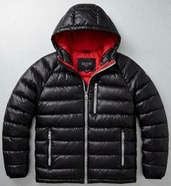 Guess Black Puffer Jacket with Hood