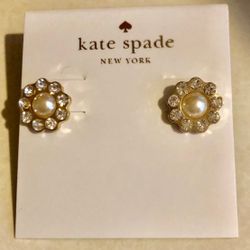 Kate Spade NEW YORK GOLD Pearl Sparkling Crystal stud earrings