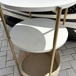 Modern gold brass & white table or storage unit. Great with modern MCM, West Elm, Z Gallerie, etc.