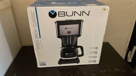 Unopened box with the BUNN SPEED BREW CLASSIC, MODEL GR BLACK Coffee Maker Great Home Or Business