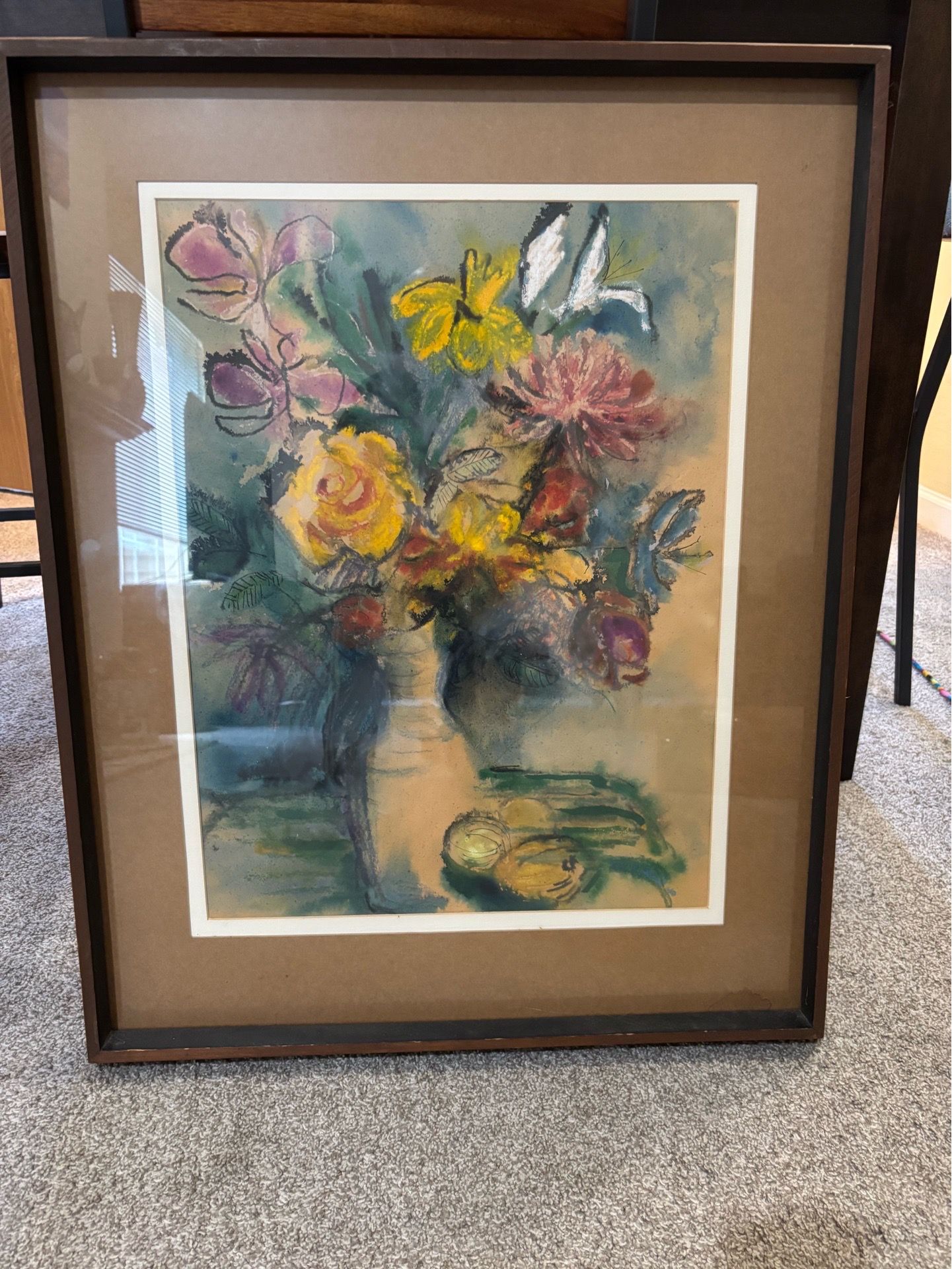 Floral Watercolor Painting, resembles still life works by Constance Sampson