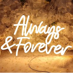 Planzo Always & Forever Led Neon Sign Light Wedding Birthday Party Backdrop Wall Decor Hanging Sign Bedroom Propose Anniversary Christmas Gifts 15.7”L
