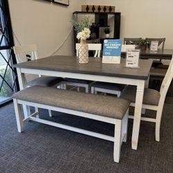 🍽️ 6 PC White & Gray Dining Set – $599!