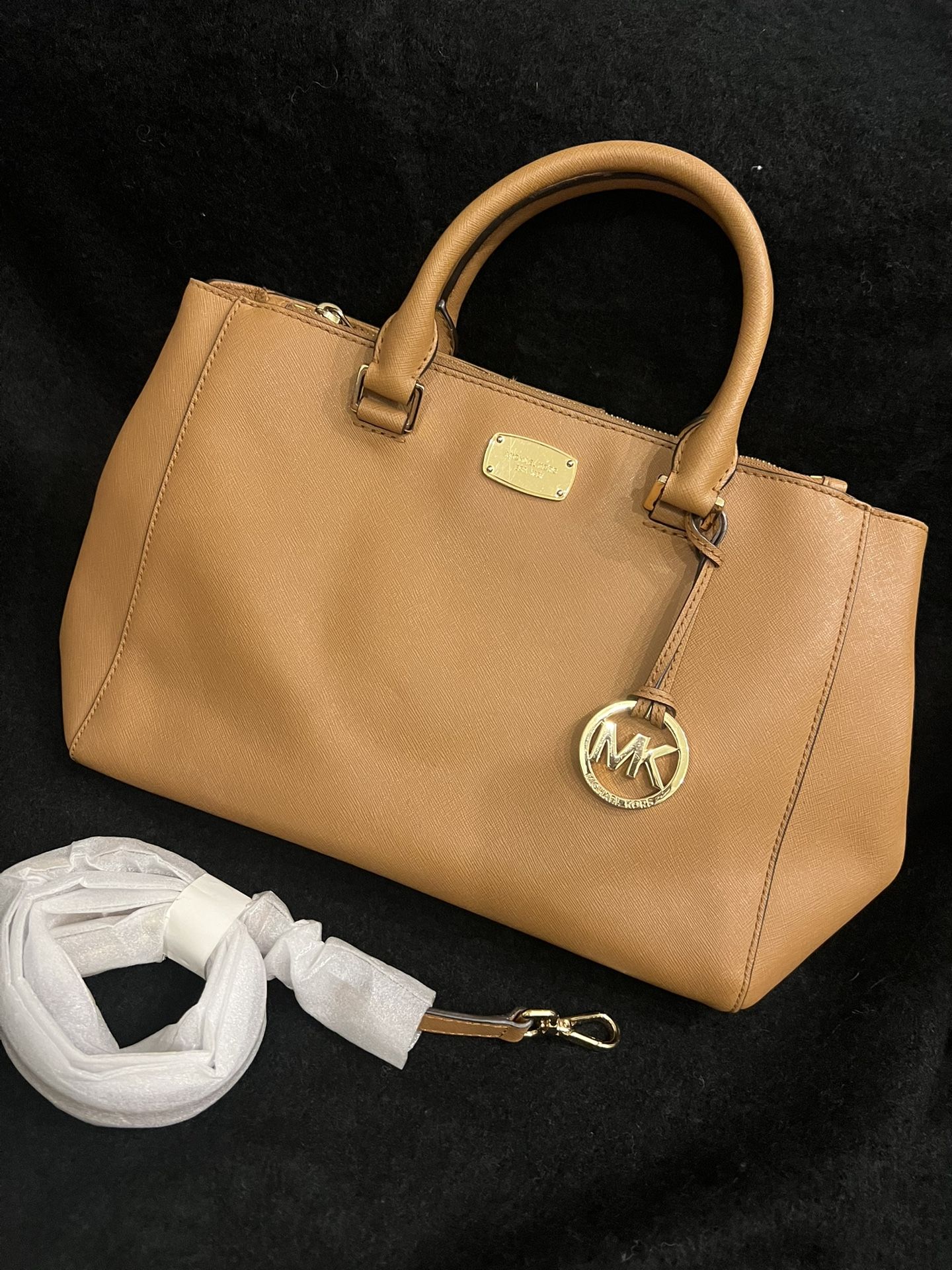 Michael Kors Brown/Camel Leather Satchel With Gold Hardware