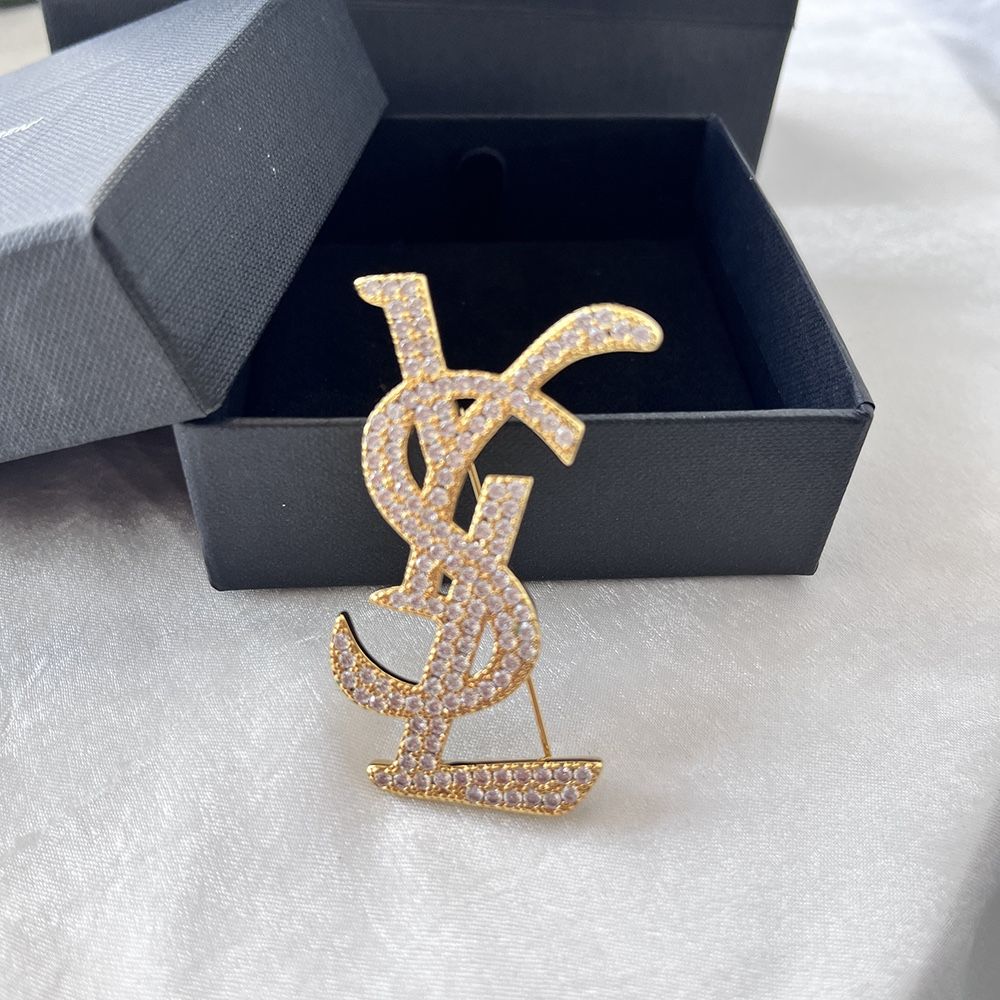 Saint Laurent Diamond Brooch Yellow