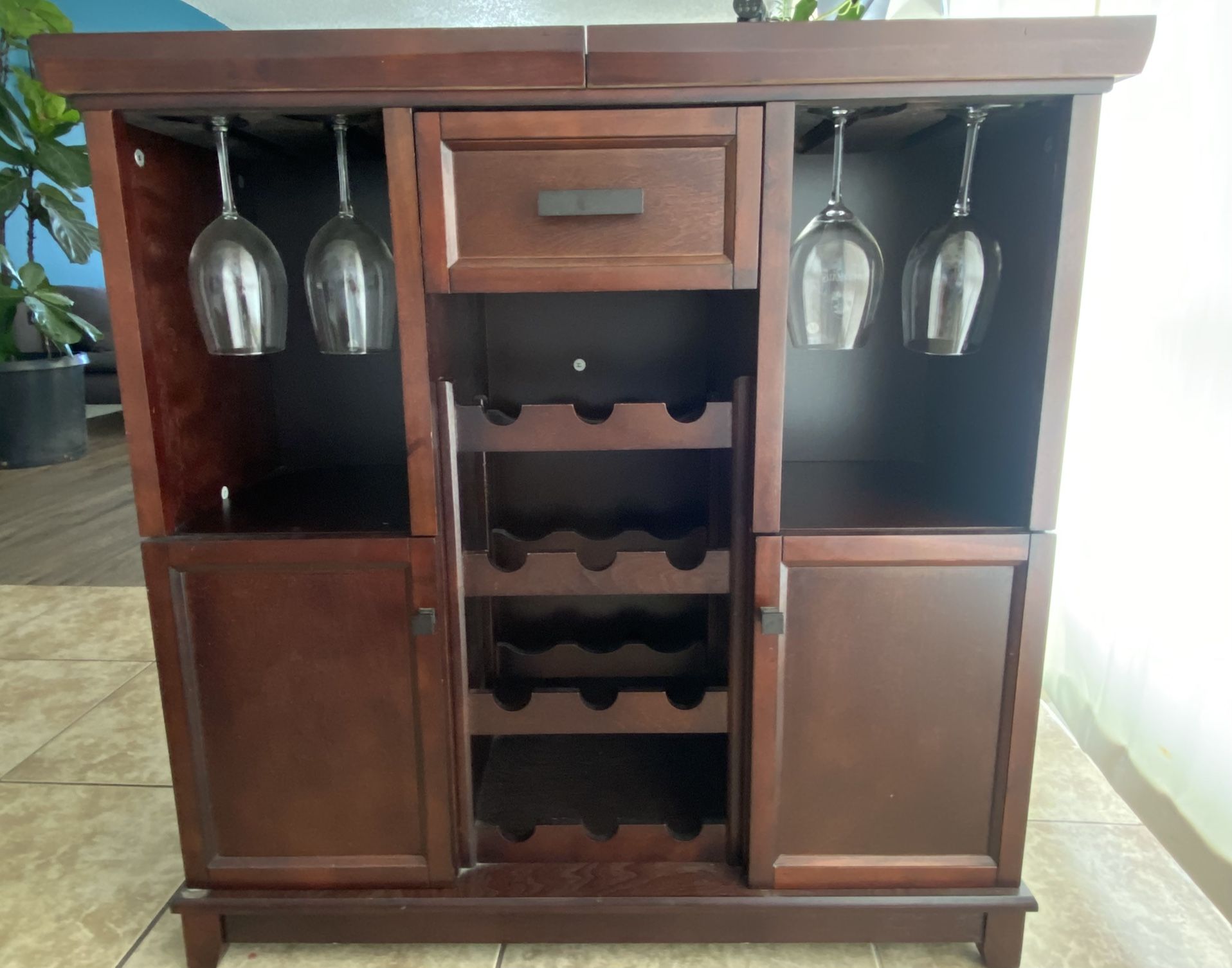 Wine Bar Storage Cabinet- Color Espresso-