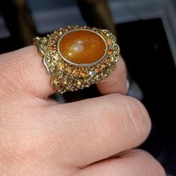 Statement Gold Ring With Brown Stone