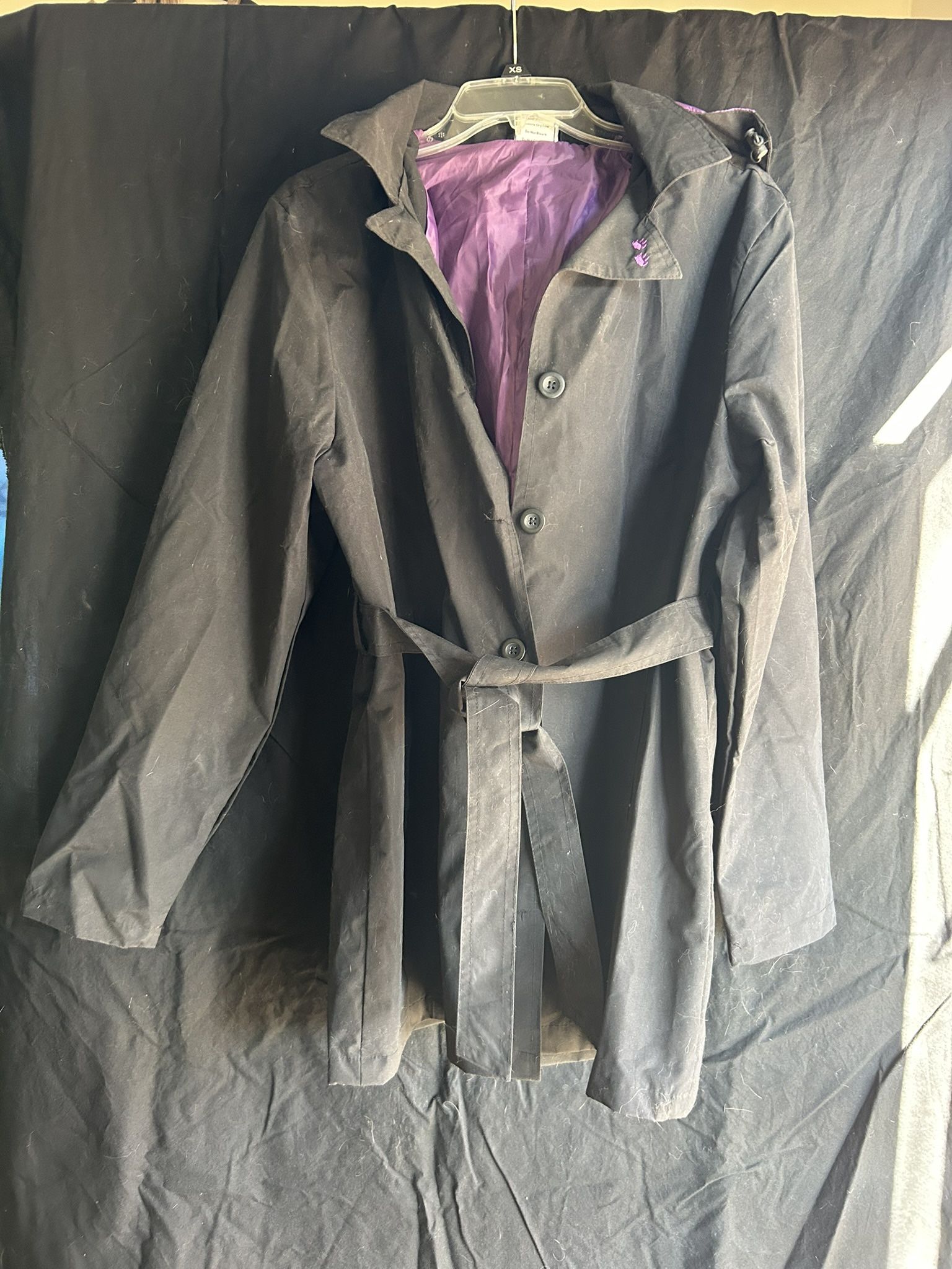 New, Cute Animal Rescue Site Raincoat. Size Large. Black With Purple.
